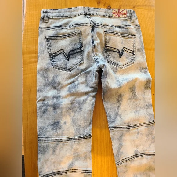 ACID WASH boot cut RIPPED jeans - Picture 3 of 9